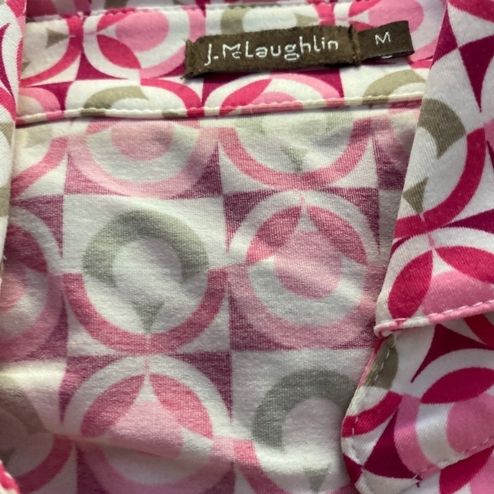 J Mclaughlin Button Down Top - M Red , Pink , Tau… - image 3